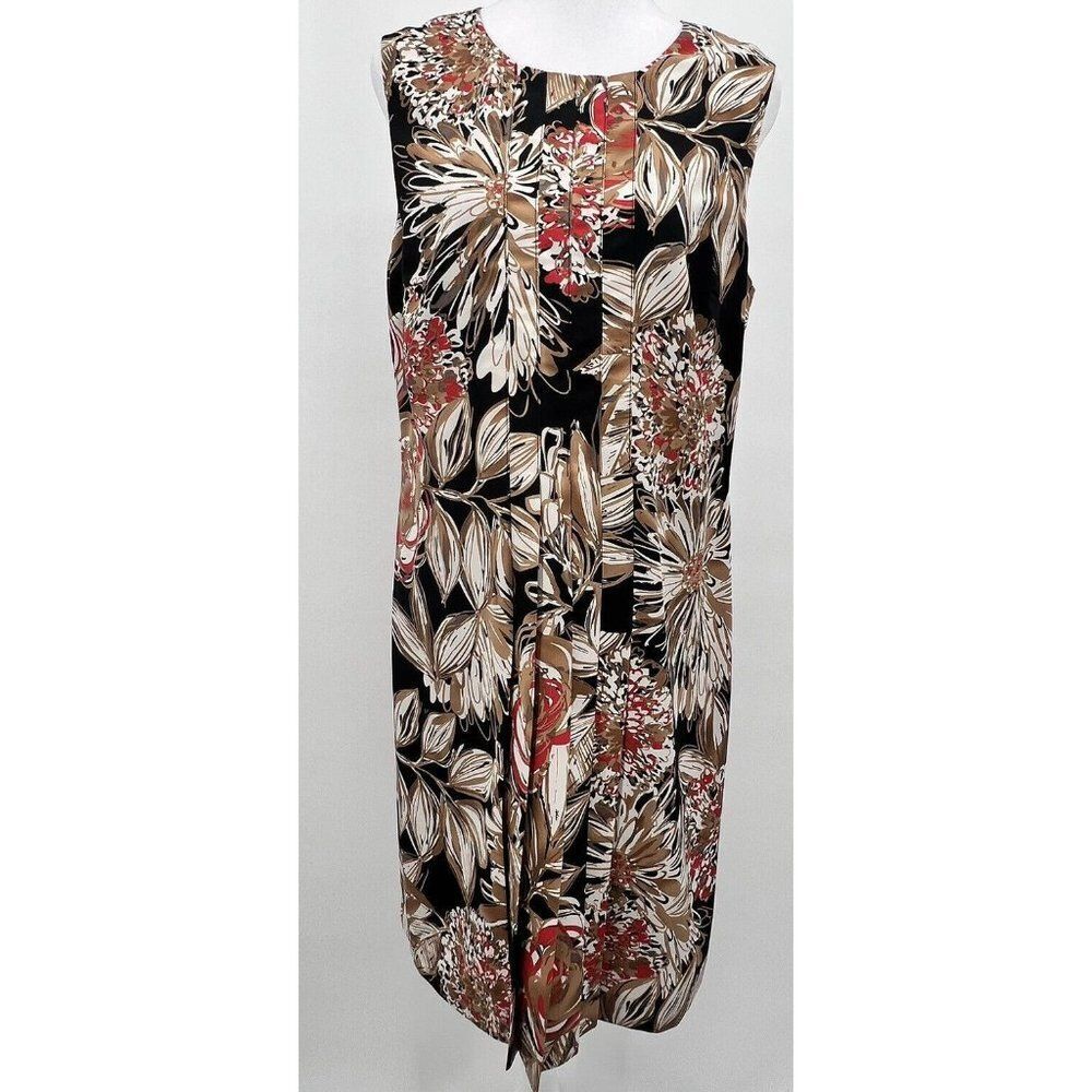 Trina Turk Shift Dress Pleated Spellbound Floral Sleeveless Size 10 Tropical